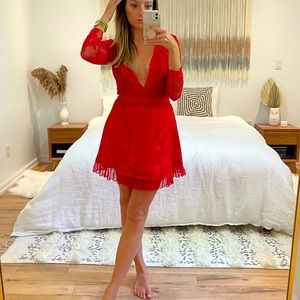 Lovers and Friends Lace Dress in Red